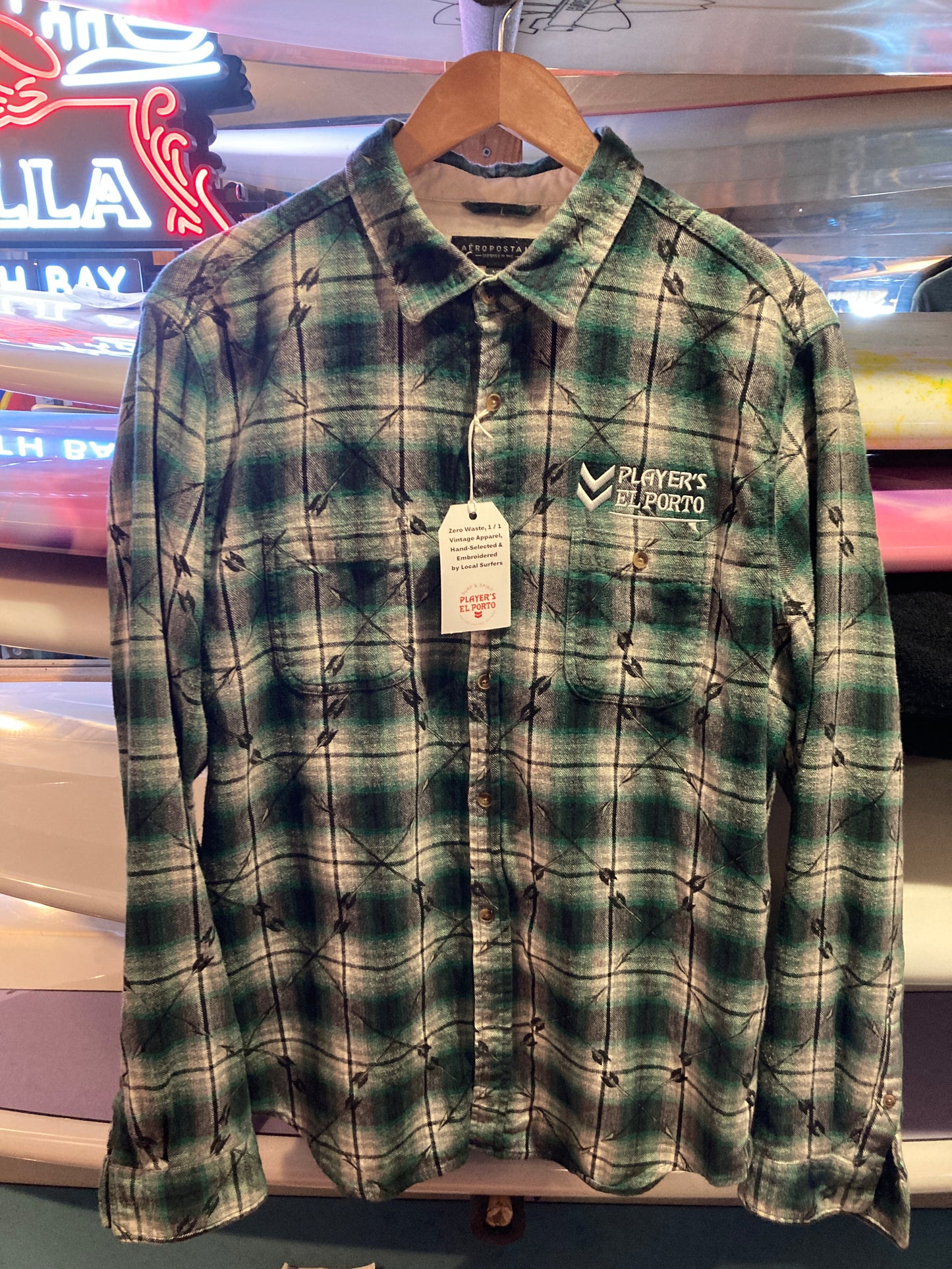 Zero Waste, 1/1 Designer Flannel Green/Black/White