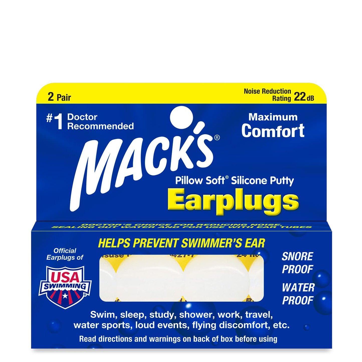 Mack's Max Comfort Earplugs Yellow