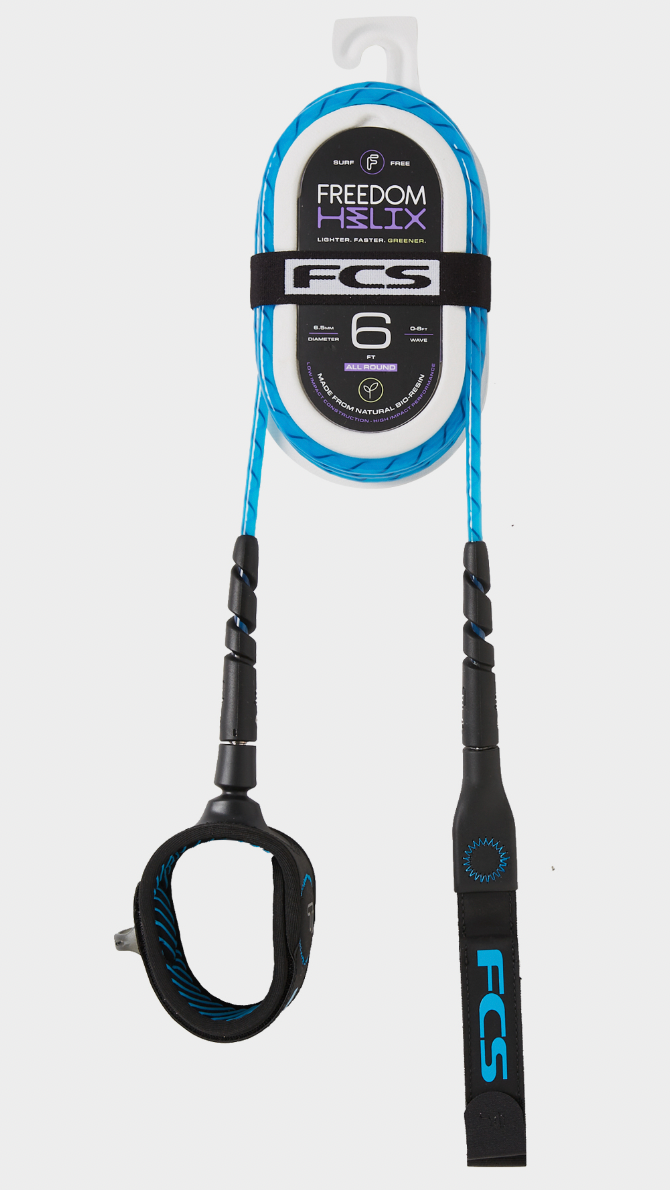 FCS 6' Freedom Helix Blue/Black Leash