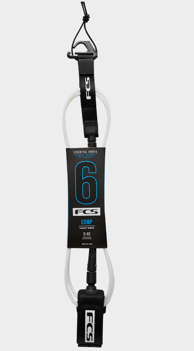 FCS 6' Comp Essential Leash White/Black/Green