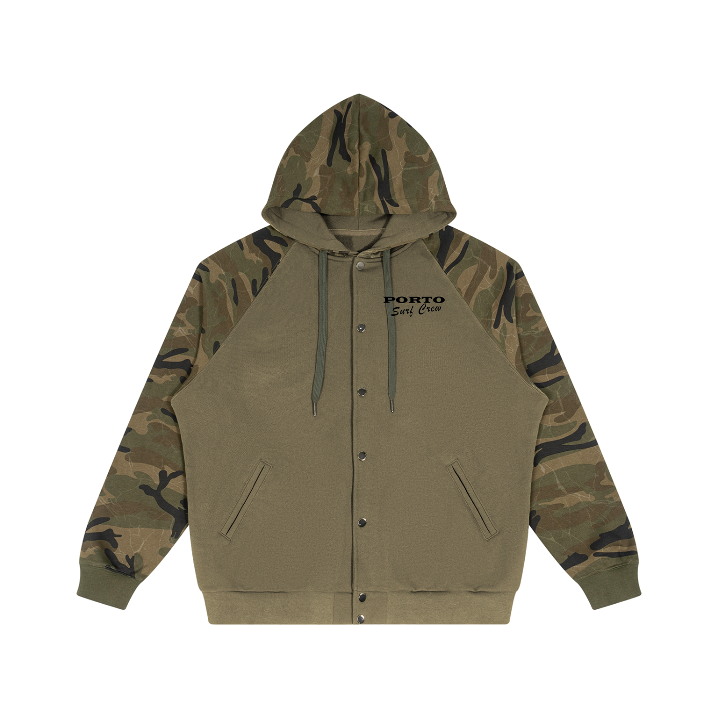 Porto Surf Crew Camo-Splice Raglan Zip Hoodie
