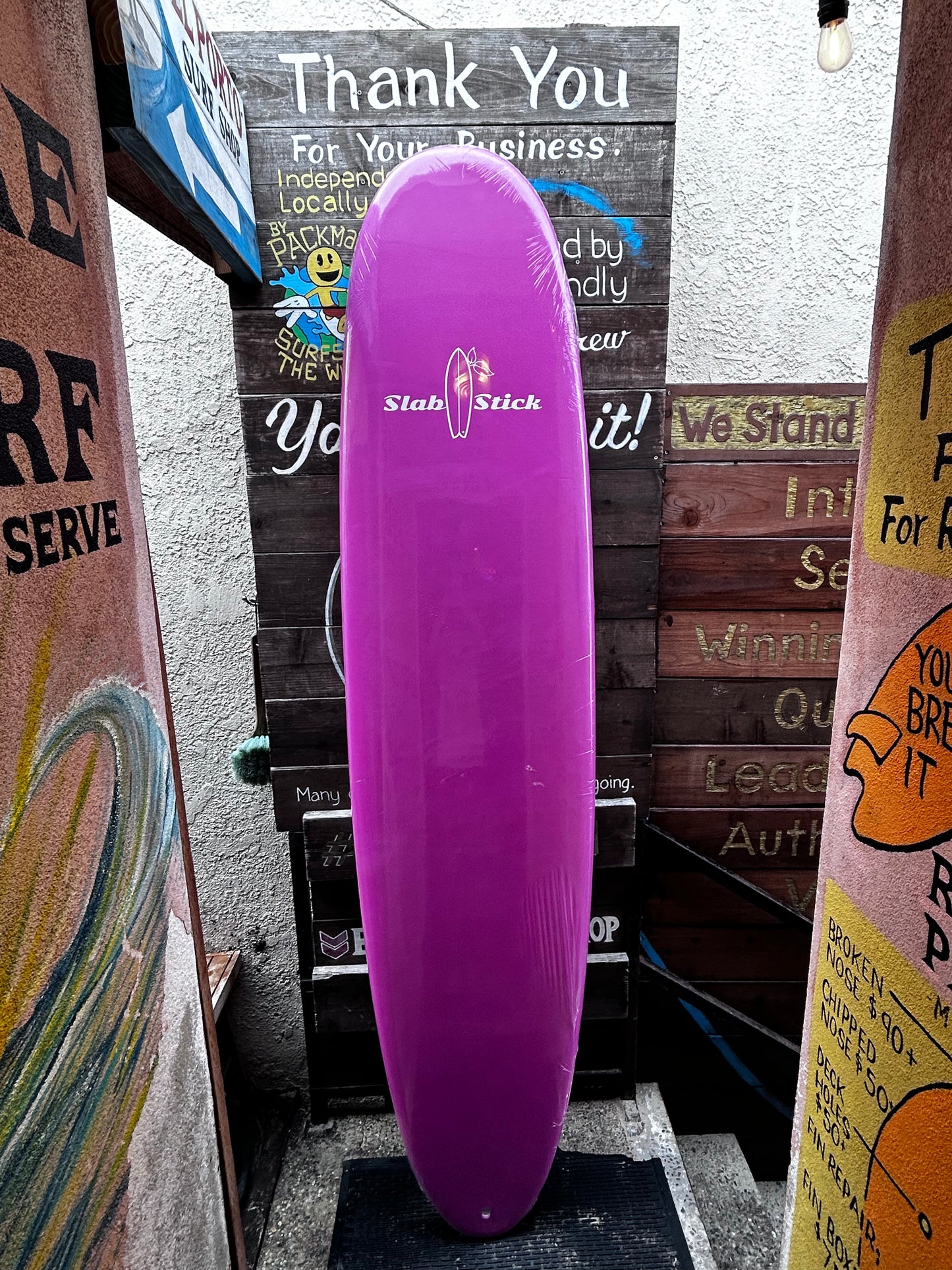 8' 2" Pink Slab Stick Foam Surfboard