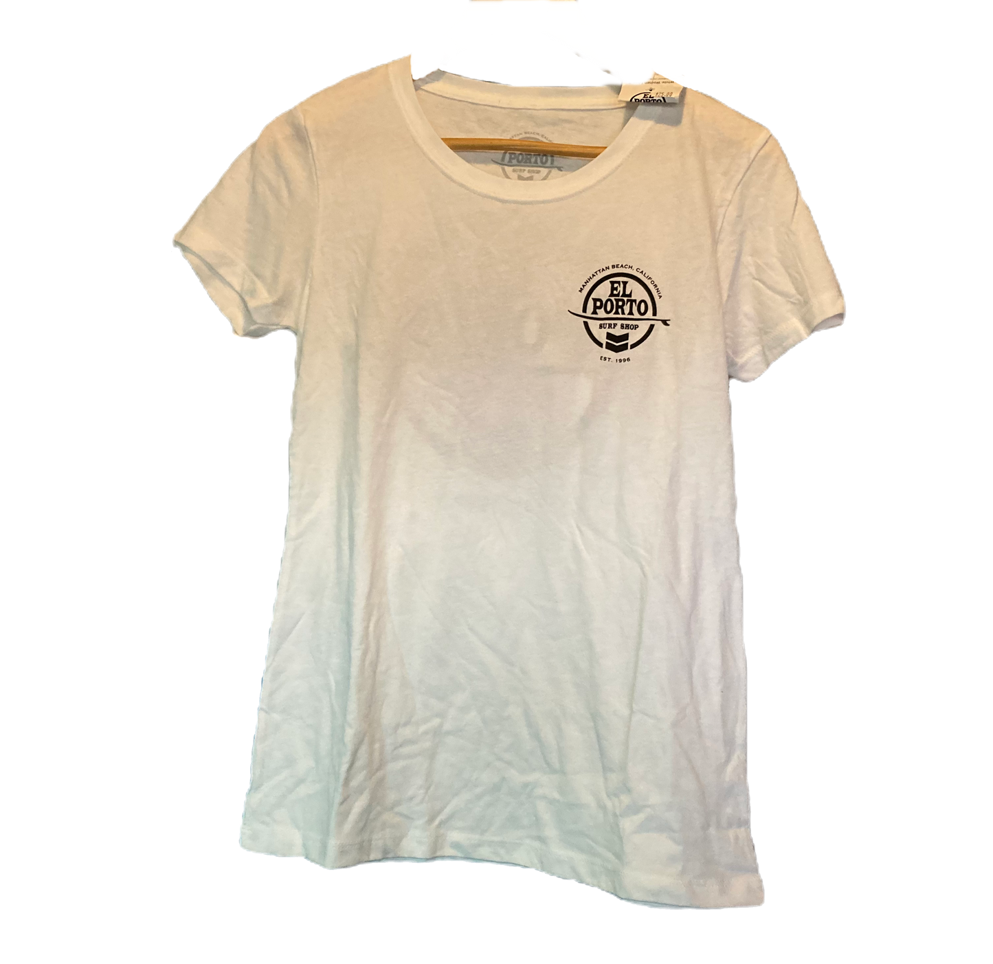 White El Porto Surf Shop circle logo t-shirt womens