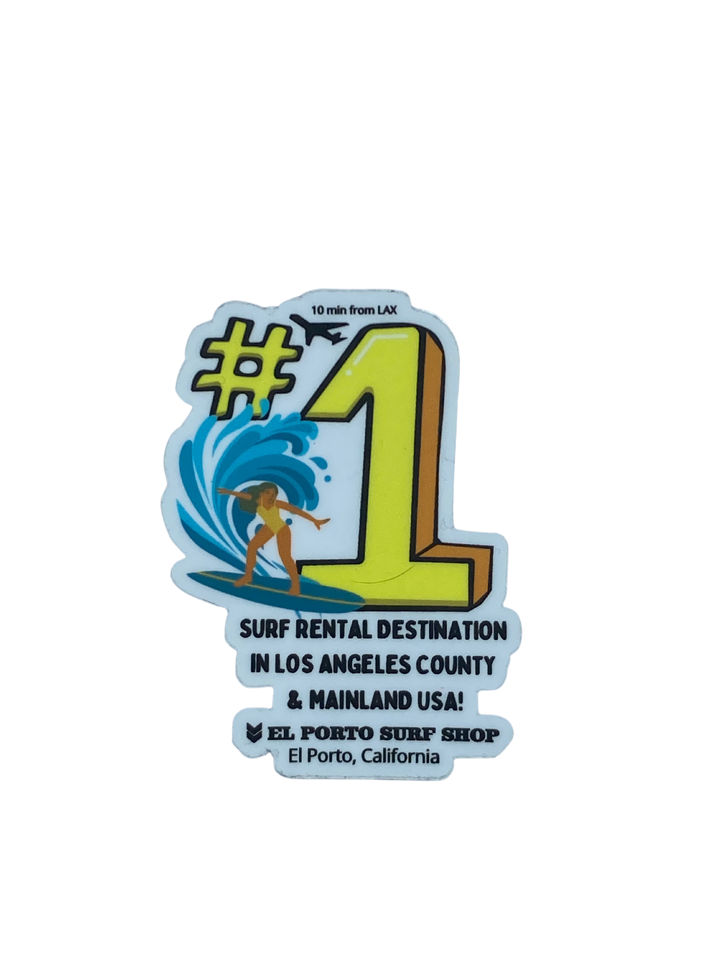 "#1 Surf Rental Destination In Los Angeles County & Mainland USA" Sticker