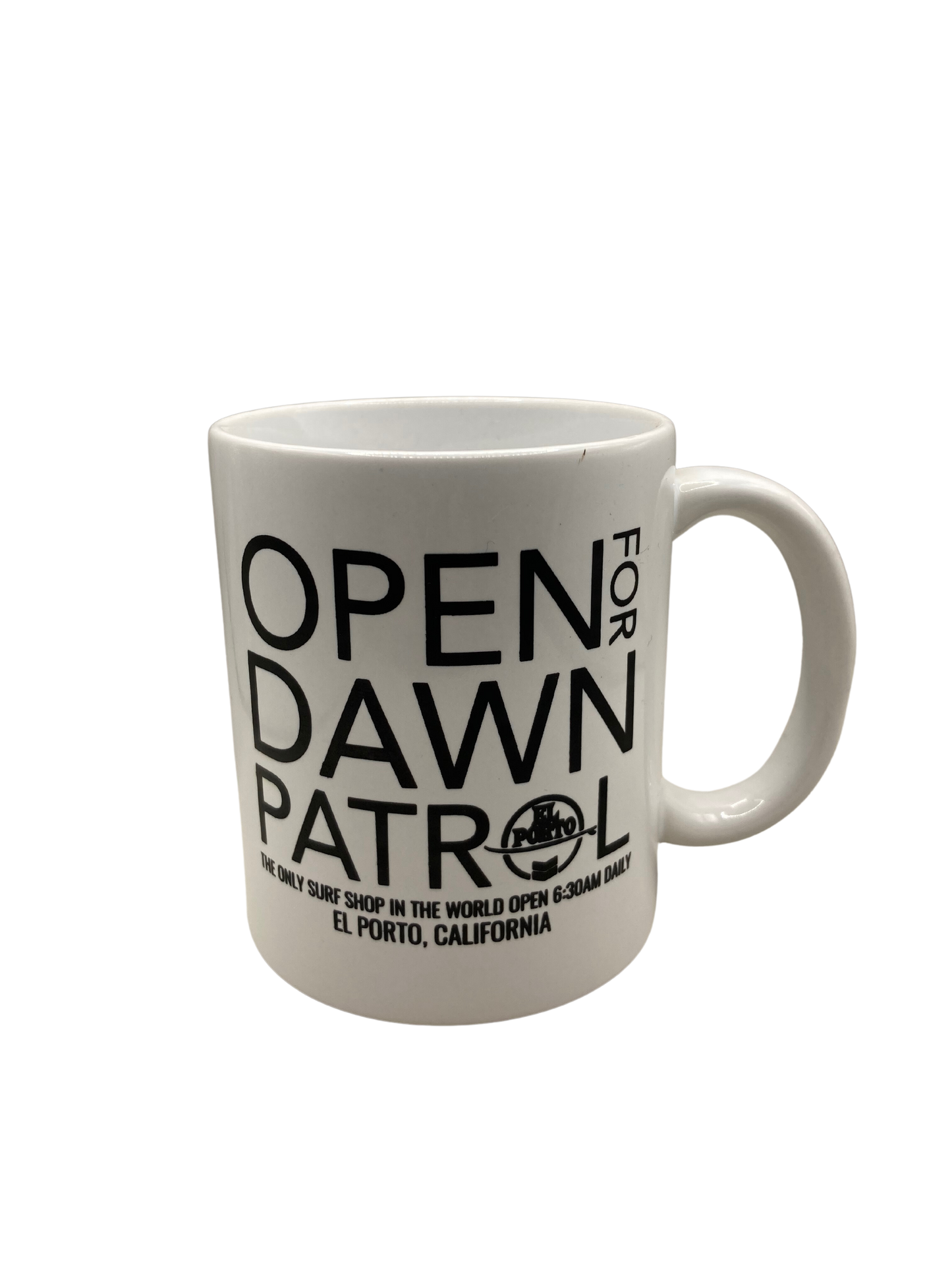 Open for dawn patrol mug