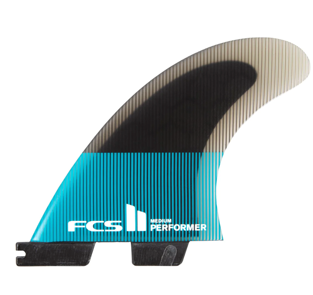 FCS II Performer PC Carbon Medium Black/Teal Thruster Fins